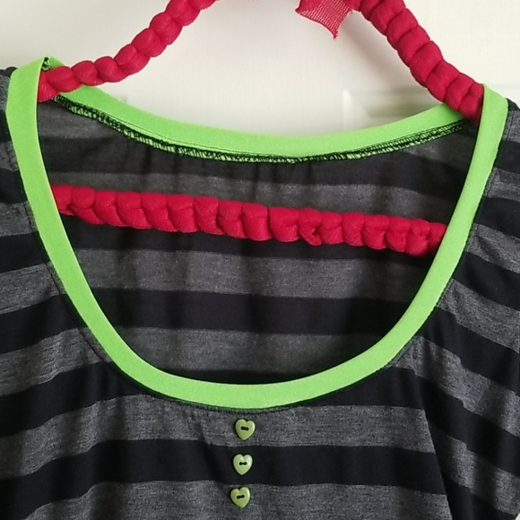 Handmade Psychobilly Punk Stripey Neon Shirt Heart - Picture 2 of 4